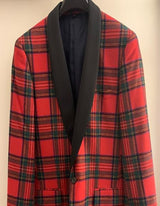 Men's Tartan Double Vent Plaid Pattern Fully Lined Button Closure Suit