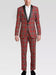 Mens Plaid Suit Tartan Red And Black Pattern Fully Lined One Button Suit For Men