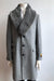 Men'S LT Gray Fur Collar Two Flap Front Pockets Full Length Men'S Men'S Carcoat - Car Coat Mid Length Three Quarter Length Coat