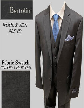 Bertolini Wool/Silk Charcoal Solid Vested
