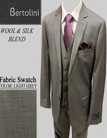 Bertolini Wool/Silk Light Grey Solid Vested