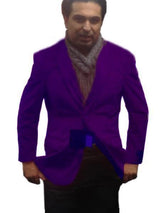 Velour Men's blazer Jacket Fully Lined Men's 2 Btn Notch Collar Velvet Purple