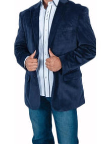 Men's Stylish 2 Button Sport Jacket Navy Blue Discounted Affordable Velvet ~ velour Men's blazer Jacket