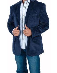 Men's Stylish 2 Button Sport Jacket Navy Blue Discounted Affordable Velvet ~ velour Men's blazer Jacket