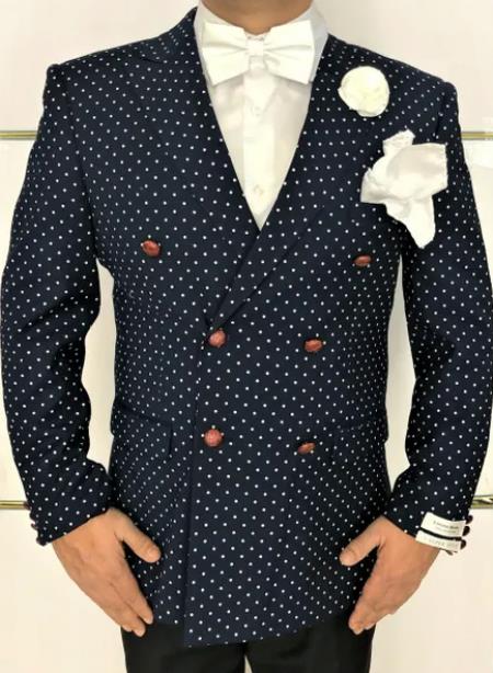 Men's Navy Modern Fit Polka Dot Blazer ~ Dinner Jacket