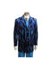 Men'S Entertainer Blue Velvet Sparkly Cool Zebra Print Suit W Vest Bold Gangester Velour Men'S Blazer Jacket