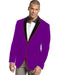 Velour Men's blazer Jacket Velvet Velour Blazer Formal Sport Coat Two Tone Trimming Notch Collar Dark Purple