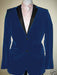 Men's Dark Blue Two Tone Trimming Notch Collar Velvet velour Men's blazer Jacket