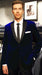 Velvet Velour Blazer Formal Dark Blue Sport Coat Two Tone Trimming Notch Collar
