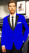 velour Men's blazer Jacket Sport Velvet Velour Formal Coat Two Tone Trimming Notch Collar Royal Blue Blazer