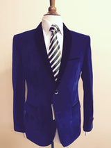 Velour Men's blazer Jacket Men's Velvet ~ Velour Fabric Dinner Tuxedo Black Lapeled