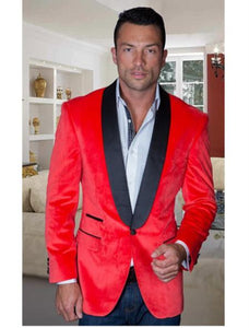 Sport Coat Jacket Men's Red Shawl Collar velour Men's blazer Jacket For Men