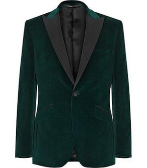 Mens Green Velvet Blazer Men Olive Green Stylish Tuxedo Sports Velour Men'S Blazer Jackets Coat Velvet Fabric Black Lapel