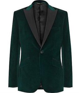 Mens Green Velvet Blazer Men Olive Green Stylish Tuxedo Sports Velour Men'S Blazer Jackets Coat Velvet Fabric Black Lapel