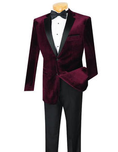 Wine Velvet Tuxedo Men's blazer Jacket