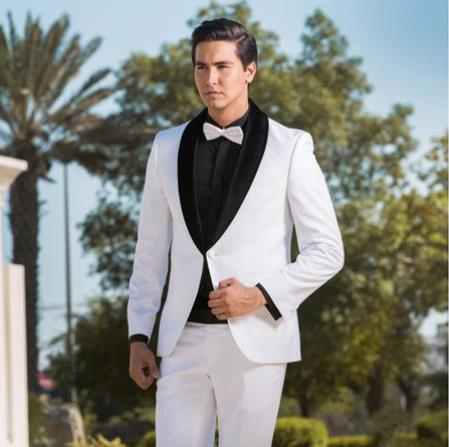 Men's White Blazer Jacket Two Toned Tuxedo