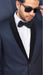 Men's Wool Fabric Navy Blue With Black Velvet Fabric velour Men's blazer Jacket Sport Coat Tuxedo Looking!