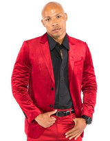 Mens Red Velvet Suit and Cheap Priced Velour Mens Blazer Jacket For Men Sport Coat + Pants