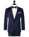 Men's Navy Shawl Lapel Side Vents Velvet Velour Blazer