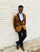 Men's Rust ~ Copper Light Brown Velvet Fabric Tuxedo velour Men's blazer Jacket Sport Coat + Matching Bowtie