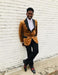 Men's Rust ~ Copper Light Brown Velvet Fabric Tuxedo velour Men's blazer Jacket Sport Coat + Matching Bowtie
