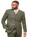 Men's Olive  2 Button  Sharkskin Mini Pin Dot Pattern With Settle Sheen Suit
