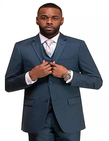 Men's Indigo 2 Button Sharkskin Mini Pin Dot Pattern With Settle Sheen ...