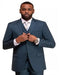 Men's Indigo 2 Button  Sharkskin Mini Pin Dot Pattern With Settle Sheen Suit