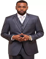 Men's Navy One Chest Pocket Sharkskin Mini Pin Dot Pattern With Settle Sheen Suit