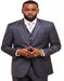Men's Navy One Chest Pocket  Sharkskin Mini Pin Dot Pattern With Settle Sheen Suit