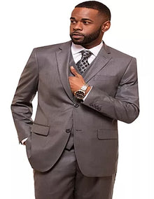 Men's Two Flap Front Pockets Grey Sharkskin Mini Pin Dot Pattern With Settle Sheen Suit