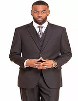 Men's Black 2 Button Sharkskin Mini Pin Dot Pattern With Settle Sheen Suit