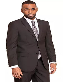 Men's Two Flap Front Pockets Black Vitali Brand Flat Front Pants Regular Fit Side Vented Suit