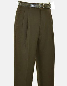 Double Pleated Pants Dress Pants Olive Green