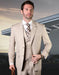 Tan Two Button Two Flap Front Pockets Wool Fabric  Vested Suit