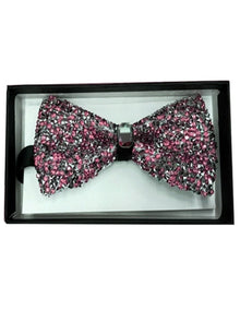 Sparkly Bow Tie Sequin Fabric Rhinestone Bowtie Pink ~ Silver
