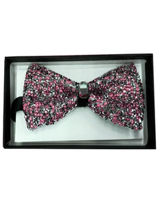 Sparkly Bow Tie Sequin Fabric Rhinestone Bowtie Pink ~ Silver