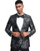 Silver & Black Fully Lining One Button Blazer