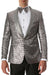Silver & Black Two Side Vents Satin Shawl Collar Blazer
