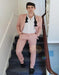 Men'S Pink Shawl Lapel Blush Pink Suit Perfect For Wedding