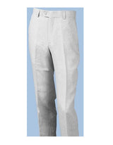 Linen Pants For Men White Flat Front P3110-02