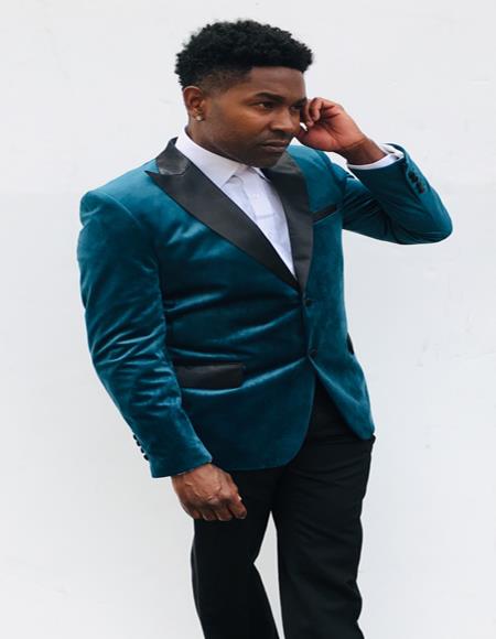 Prom ~ Wedding Men's Blazer Dark Teal Blue Tuxedo