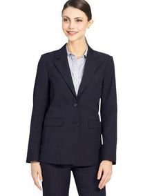 Navy Two Button Solid Pattern  Women Blazer