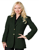 Two Button Hunter Green Solid Pattern Women Blazer