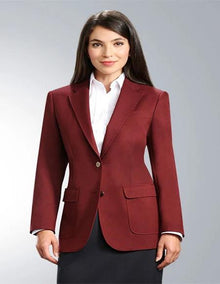 Burgundy Two Button Solid Pattern  Women Blazer