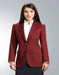Burgundy Two Button Solid Pattern  Women Blazer