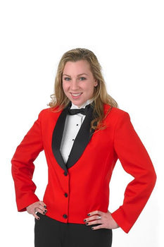 Three Button Solid Pattern Shawl Lapel Women Blazer In Red