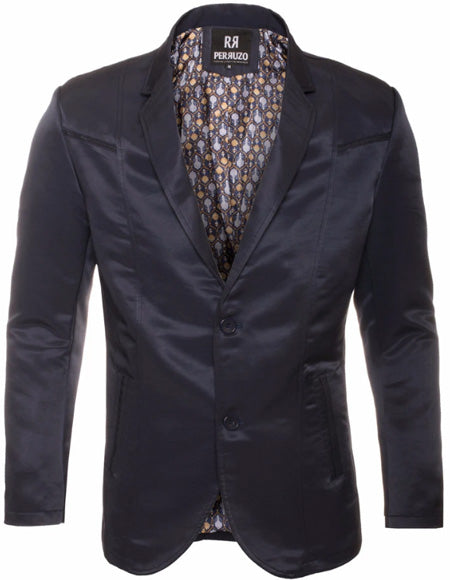Men's Slim Fit Western Blazer Sport Coat Navy Sacos Vaqueros Para Hombre