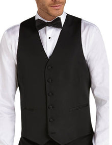 Six Button Besom pocket Men's Black Slim Fit Tuxedo Vest