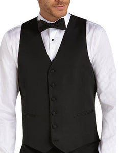 Six Button Besom pocket Men's Black Slim Fit Tuxedo Vest
